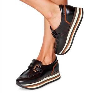 NEW SOFTWAVES alina wedge sneaker in cognac